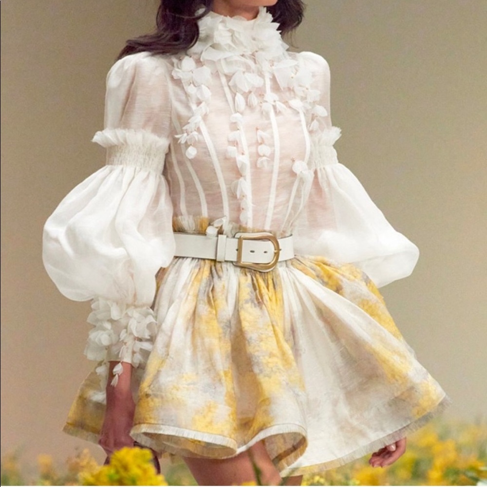 Zimmerman floral appliqué ruffled shirt